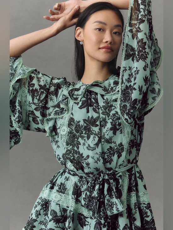 Anthropologie BHLDN Camila Kimono -Sleeve-Chiffon Mini Dress, Size M - Picture 3 of 15